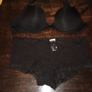 Black bra and black lace underwear